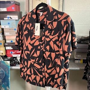 A New Day Black and Orange Button Down Shirt